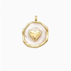 Copper Heart Pendant White Enamel 18K Gold Plated, approx 11-12mm [FN56361]