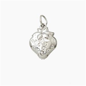 Copper Strawberry Pendant Platinum Plated, approx 11-13mm [FN56386]