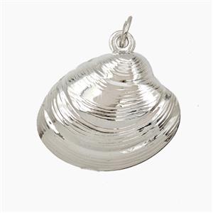 Copper Scallop Shell Pendant Platinum Plated, approx 15-19mm [FN56398]