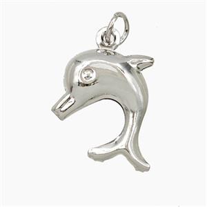 Copper Dolphin Pendant Platinum Plated, approx 15-18mm [FN56402]