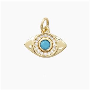 Copper Eye Pendant Pave Zirconia Gold Plated, approx 9-14.5mm [FN56412]