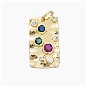 Copper Rectangle Pendant Pave Zirconia Gold Plated, approx 10-18mm [FN56414]