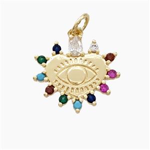 Copper Heart Pendant Pave Zirconia Eye Gold Plated, approx 17mm [FN56415]