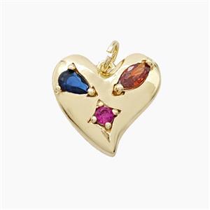 Copper Heart Pendant Pave Zirconia Gold Plated, approx 16mm [FN56417]