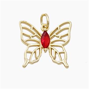 Copper Butterfly Pendant Pave Zirconia Gold Plated, approx 15-17mm [FN56418]