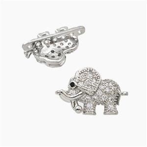 Copper Elephant Beads Pave Zirconia Multi-holes Platinum Plated, approx 15-20mm [FN56420]