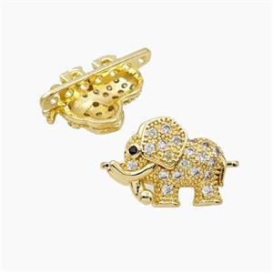Copper Elephant Beads Pave Zirconia Multi-holes Gold Plated, approx 15-20mm [FN56421]