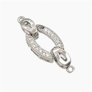 Copper Clasp Pave Zirconia Platinum Plated, approx 10-23mm [FN56424]