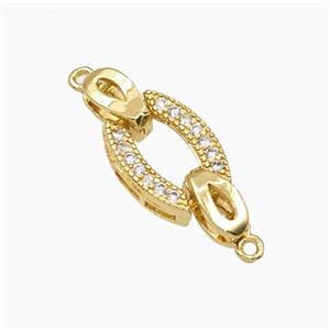 Copper Clasp Pave Zirconia Gold Plated, approx 10-23mm [FN56425]