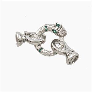 Copper Snake Clasp Pave Zirconia Platinum Plated, approx 15-30mm [FN56428]