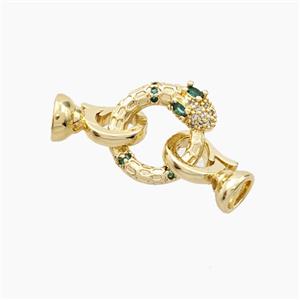 Copper Snake Clasp Pave Zirconia Gold Plated, approx 15-30mm [FN56429]