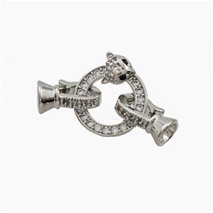 Copper Fox Clasp Pave Zirconia Platinum Plated, approx 14-40mm [FN56430]