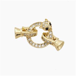 Copper Fox Clasp Pave Zirconia Gold Plated, approx 14-40mm [FN56431]