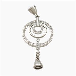 Copper Circle Pendant Pave Zirconia With Bail Platinum Plated, approx 23-50mm [FN56432]