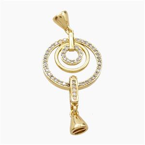 Copper Circle Pendant Pave Zirconia With Bail Gold Plated, approx 23-50mm [FN56433]