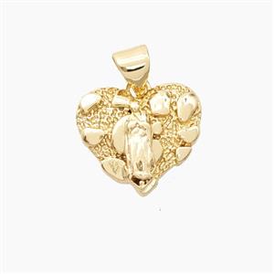 Bohemia Style Copper Heart Pendant Jesus Gold Plated, approx 15mm [FN56446]