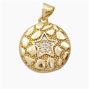 Bohemia Style Copper Star Pendant Pave Zirconia Gold Plated, approx 18mm [FN56460]