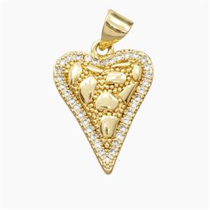 Bohemia Style Copper Heart Pendant Pave Zirconia Gold Plated, approx 15-19mm [FN56464]