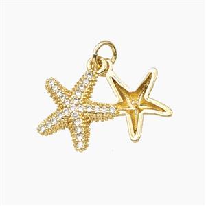 Copper Starfish Pendant Pave Zirconia Gold Plated, approx 13mm [FN56473]