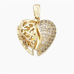 Copper Heart Pendant Pave Zirconia Gold Plated, approx 18mm [FN56476]
