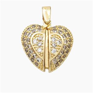 Copper Heart Pendant Pave Zirconia Gold Plated, approx 18mm [FN56477]