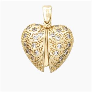Copper Heart Pendant Pave Zirconia Gold Plated, approx 18mm [FN56478]