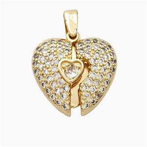 Copper Heart Pendant Pave Zirconia Gold Plated, approx 18mm [FN56479]
