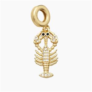 Copper Crayfish Pendant Pave Zirconia Gold Plated, approx 10.5-20mm, 9mm dia [FN56481]
