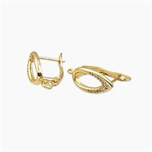Copper Eye Latchback Earrings Gold Plated, approx 8.5-15mm, 12mm wide [FN56489]
