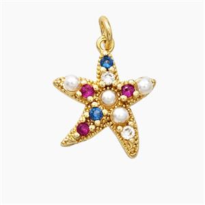 Copper Starfish Pendant Pave Zirconia Resin Gold Plated, approx 15mm [FN56493]