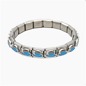 Raw Stainless Steel Module Bracelet With Cup Enamel, approx 9-10mm, 17cm length [FR11626]