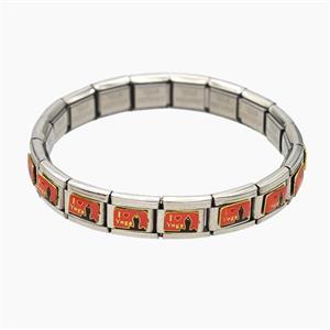 Raw Stainless Steel Module Bracelet With ILoveYoga Enamel, approx 9-10mm, 17cm length [FR11628]