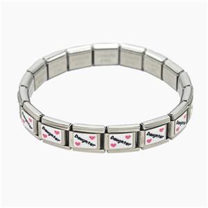 Raw Stainless Steel Module Bracelet With Daughter, approx 9-10mm, 17cm length [FR11642]