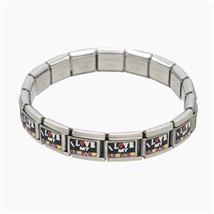 Raw Stainless Steel Module Bracelet With ILoveMyHusband, approx 9-10mm, 17cm length [FR11648]