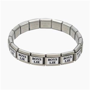 Raw Stainless Steel Module Bracelet With BoysLie, approx 9-10mm, 17cm length [FR11649]