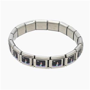 Raw Stainless Steel Module Bracelet With Boys, approx 9-10mm, 17cm length [FR11653]