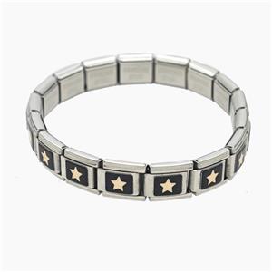 Raw Stainless Steel Module Bracelet With Star, approx 9-10mm, 17cm length [FR11654]