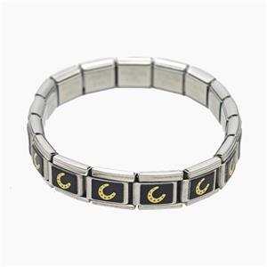Raw Stainless Steel Module Bracelet With Horseshoe, approx 9-10mm, 17cm length [FR11655]