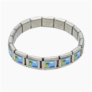 Raw Stainless Steel Module Bracelet Beach, approx 9-10mm, 17cm length [FR11661]