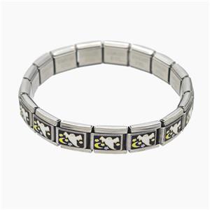 Raw Stainless Steel Module Bracelet With Halloween Devil, approx 9-10mm, 17cm length [FR11662]