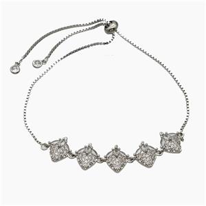 Copper Strawberry Bracelet Pave Zirconia Adjustable Platinum Plated, approx 12-60mm, 27cm length [FR11704]