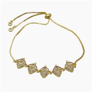 Copper Strawberry Bracelet Pave Zirconia Adjustable Gold Plated, approx 12-60mm, 27cm length [FR11707]