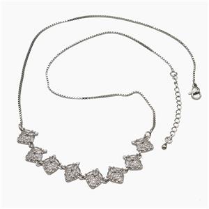 Copper Strawberry Necklace Pave Zirconia Platinum Plated, approx 12-90mm, 47-53cm length [FR11710]