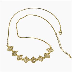 Copper Strawberry Necklace Pave Zirconia Gold Plated, approx 12-90mm, 47-53cm length [FR11713]