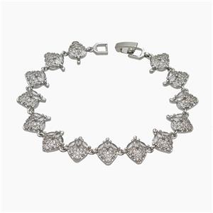 Copper Strawberry Bracelet Pave Zirconia Platinum Plated, approx 12mm, 19cm length [FR11716]