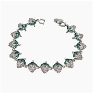 Copper Strawberry Bracelet Pave Zirconia Platinum Plated, approx 12mm, 19cm length [FR11717]