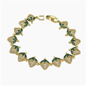 Copper Strawberry Bracelet Pave Zirconia Gold Plated, approx 12mm, 19cm length [FR11722]