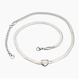 Raw Stainless Steel Necklace Chain With Heart, approx 11mm, 4mm, 45cm length [FR11767]