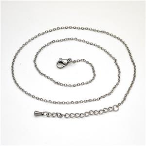 Row Stainless Steel Necklace Chain, approx 1.5x2mm, 40-45cm length [FR11793]