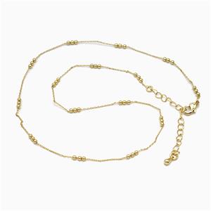 Copper Necklace Chain Gold Plated, approx 2mm, 38-43cm length [FR11825]